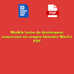 Modèle Lettre de désistement concernant un compte bancaire Word e PDF