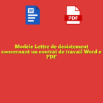 Modèle Lettre de désistement concernant un contrat de travail Word e PDF